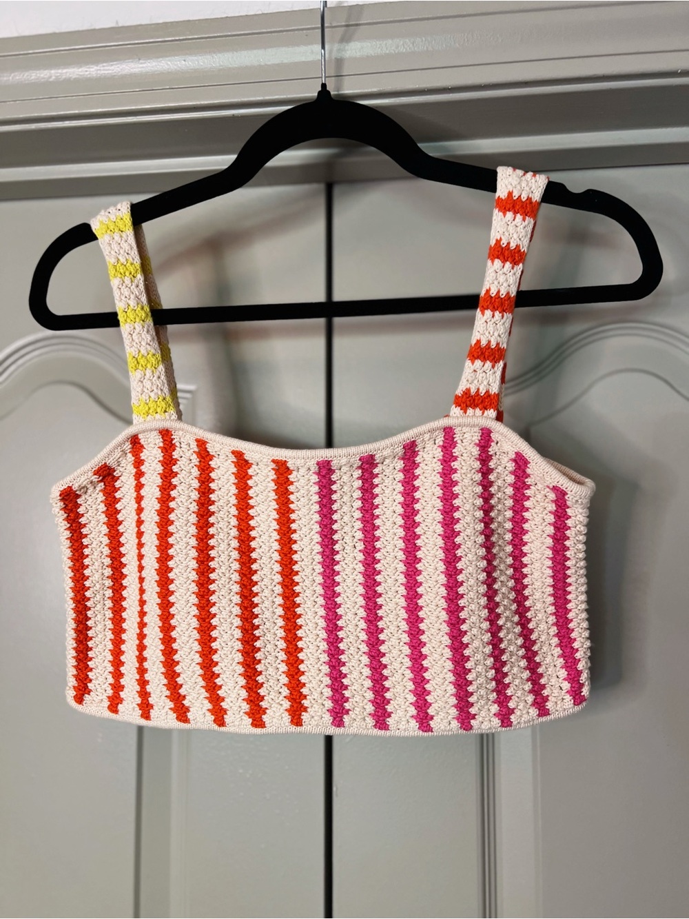 Future Collective x Alani Noelle Crochet Stripe Knit Crop Tank Top | Medium